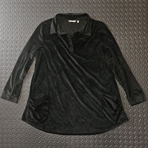 Soft Surroundings Black Velour Tunic Top Long Sleeve  2X